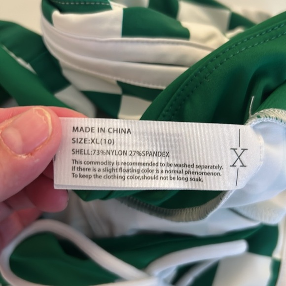 80's Style Summer Drawstring Green & White Checked Summer Shorts Size XL - Picture 5 of 5